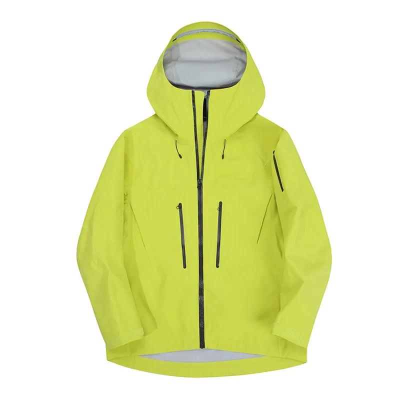 Men's Women's Eco-Friendly Waterproof Bomber Ski Jacket Stand Collar Windproof Yellow Autumn Mountaineering Zipper Closure Solid
