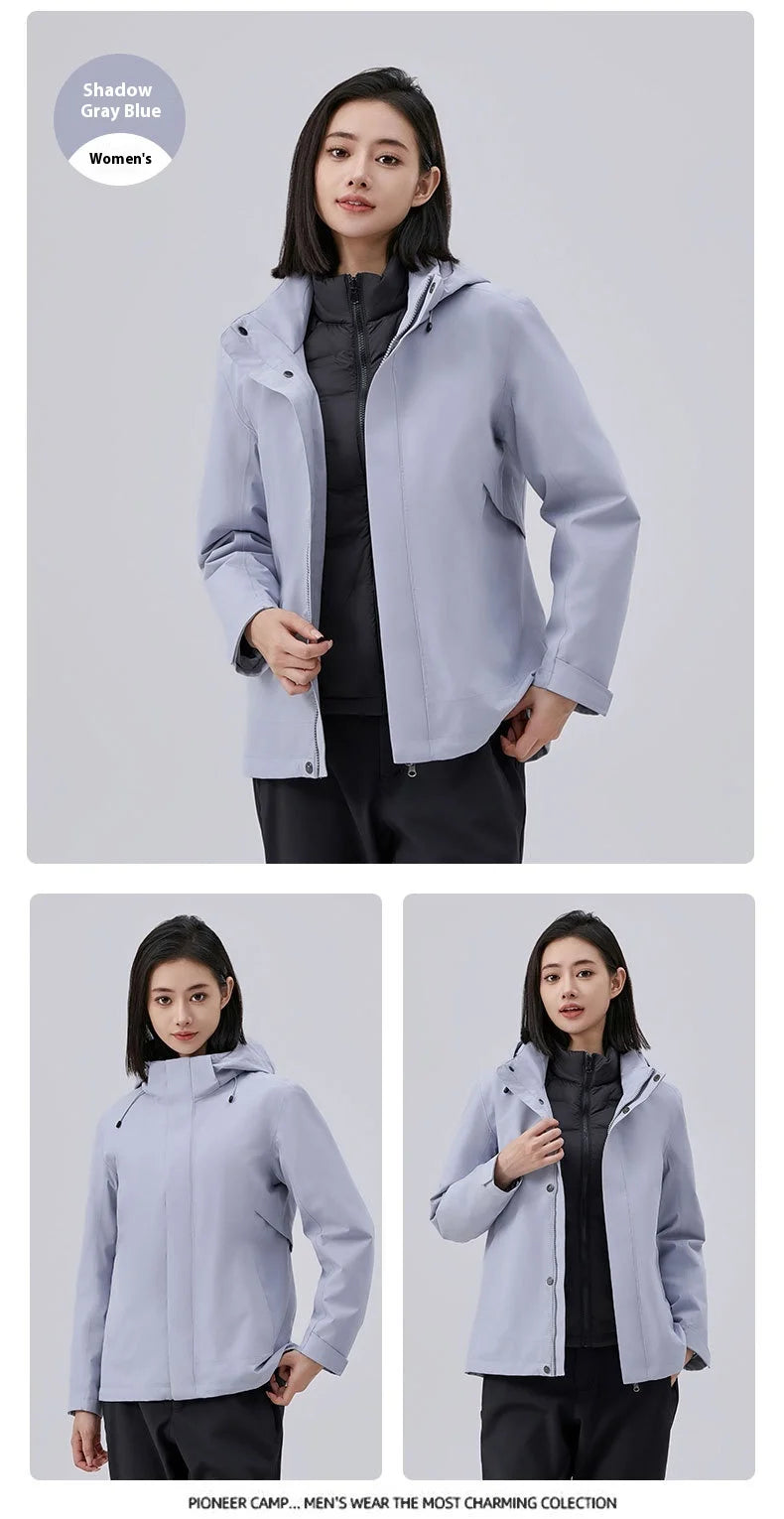Women's Lightweight Stand Rain Jacket Autumn Spring Water Resistant Windproof 3D Embroidery Logo Zipper Prints Breathable XL