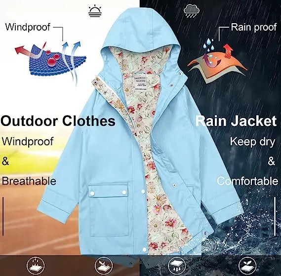 Customized Kids Rain Jacket Waterproof Windproof Hooded Rubber Raincoat Boys Girls XXL XXXL Children's Rainy Days Customized