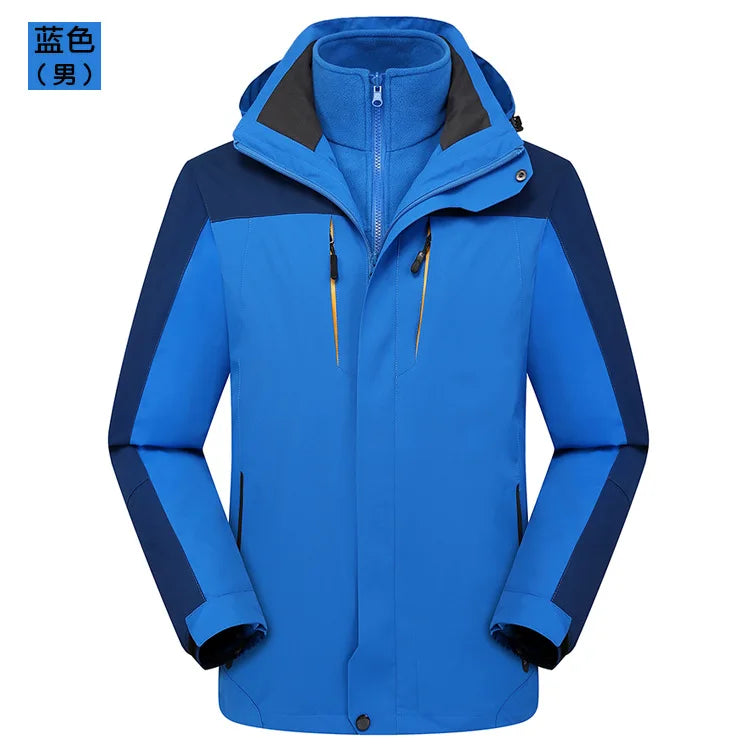 Autumn Winter Three-in-One Waterproof Overalls Men's and Women's Couples Thick Coat Zipper Closure Windbreaker Wholesale