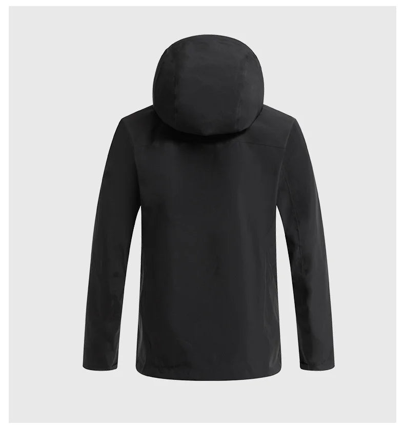 Men's Lightweight Stand Rain Jacket for Autumn Spring Breathable 3D Embroidery Logo Zipper Prints Outdoor Plain Hardshell