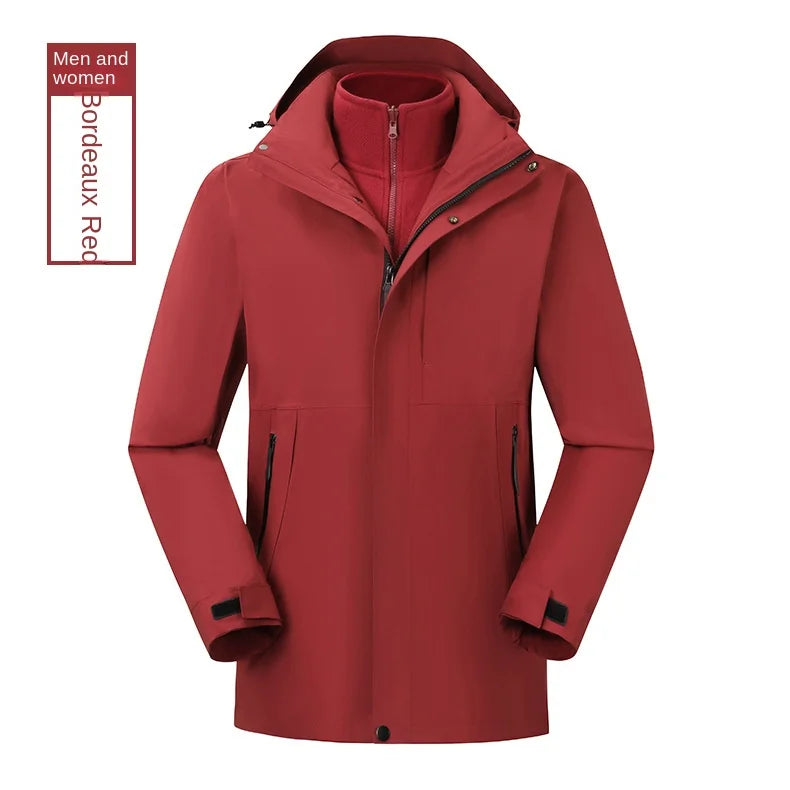 Men's Women's New Outdoor Casual Three-in-One Waterproof Windproof Jacket Disassembled Two-Piece for Autumn Winter
