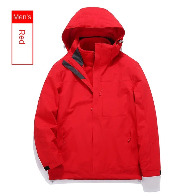 Men's and Women's Three-in-One Waterproof Windbreaker with Zipper Closure for Autumn/Winter Outdoor Sports Wholesale