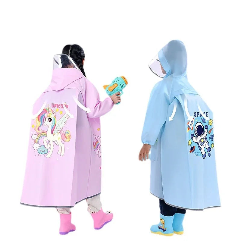 EVA Children's Raincoat with Backpack Space, Suitable for Boys and Girls, Reusable
