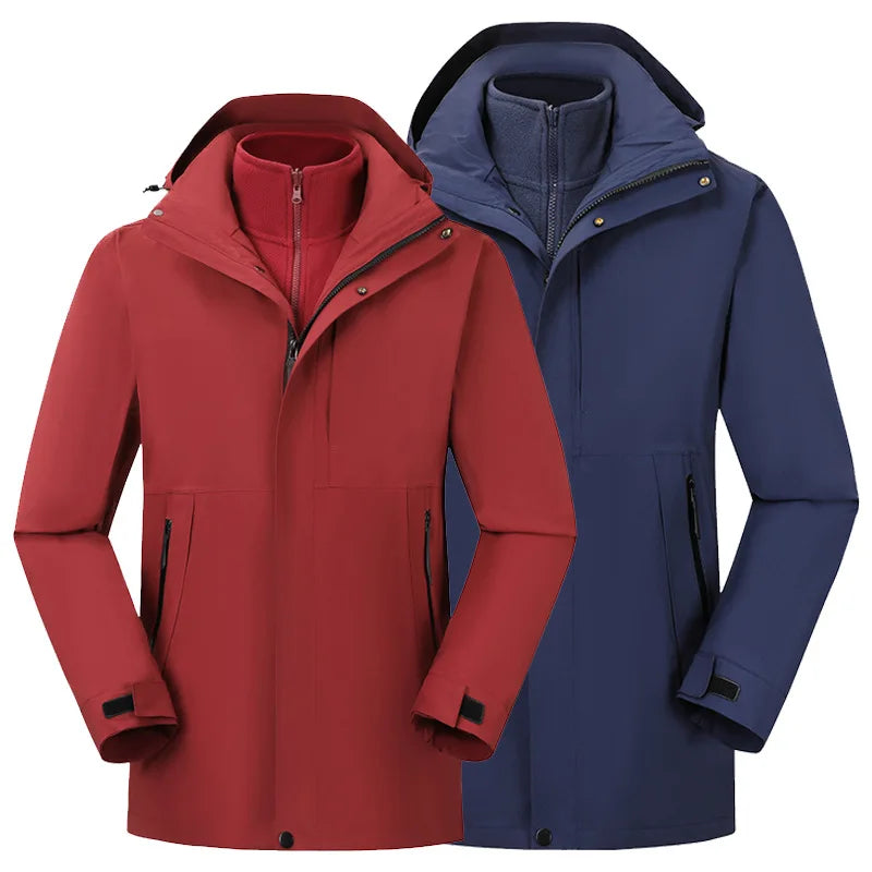 Men's Women's New Outdoor Casual Three-in-One Waterproof Windproof Jacket Disassembled Two-Piece for Autumn Winter