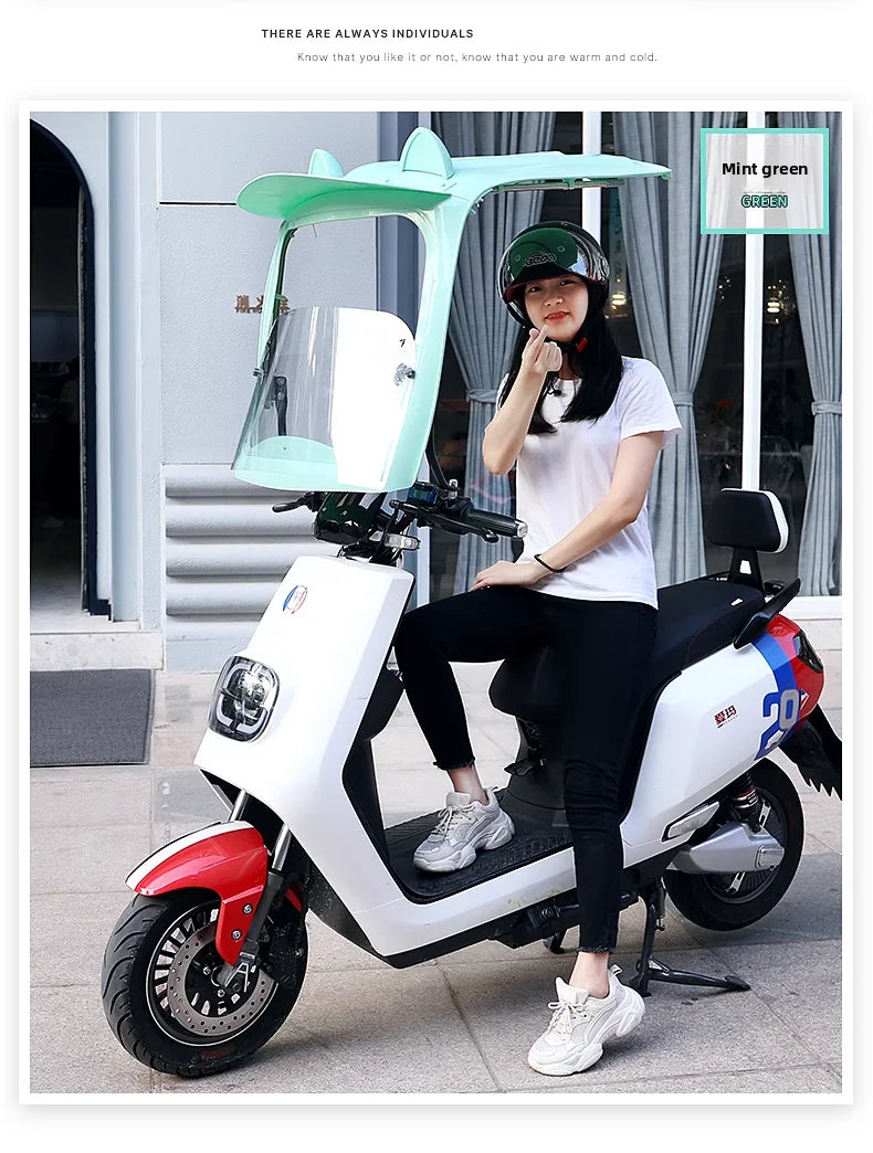 190T Manual Control Sun Shade Umbrella Dust-Proof Rain Cover for Motorcycles Electric Vehicles UV Rain Protection for Scooters