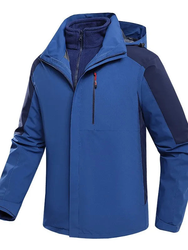 Color Blocking Outdoor Jacket Waterproof Windproof Hard Shell Breathable Features Reflective Contrasting Colors for Safety for