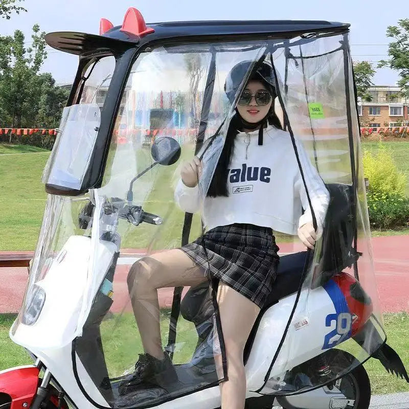 Modern Manual Plastic Scooter  Motorcycle Electric Vehicle Sun and Rain  Protection Windshield Full Cover  Canopy Outdoor Travel