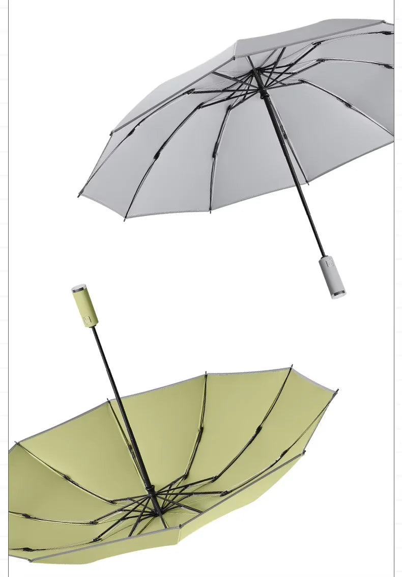 Men's Windproof Reverse Folding Automatic Umbrella Strong Double-Layer Inverted Rain Umbrella for Travel for Women