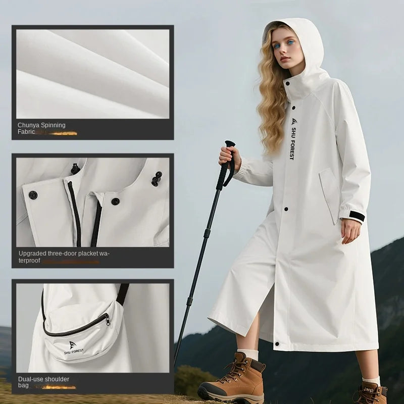 Hiking Travel Outdoor for Waterproof Windproof Polyester  Cloth Full Body Integrated Anti-Storm Cycling Raincoat