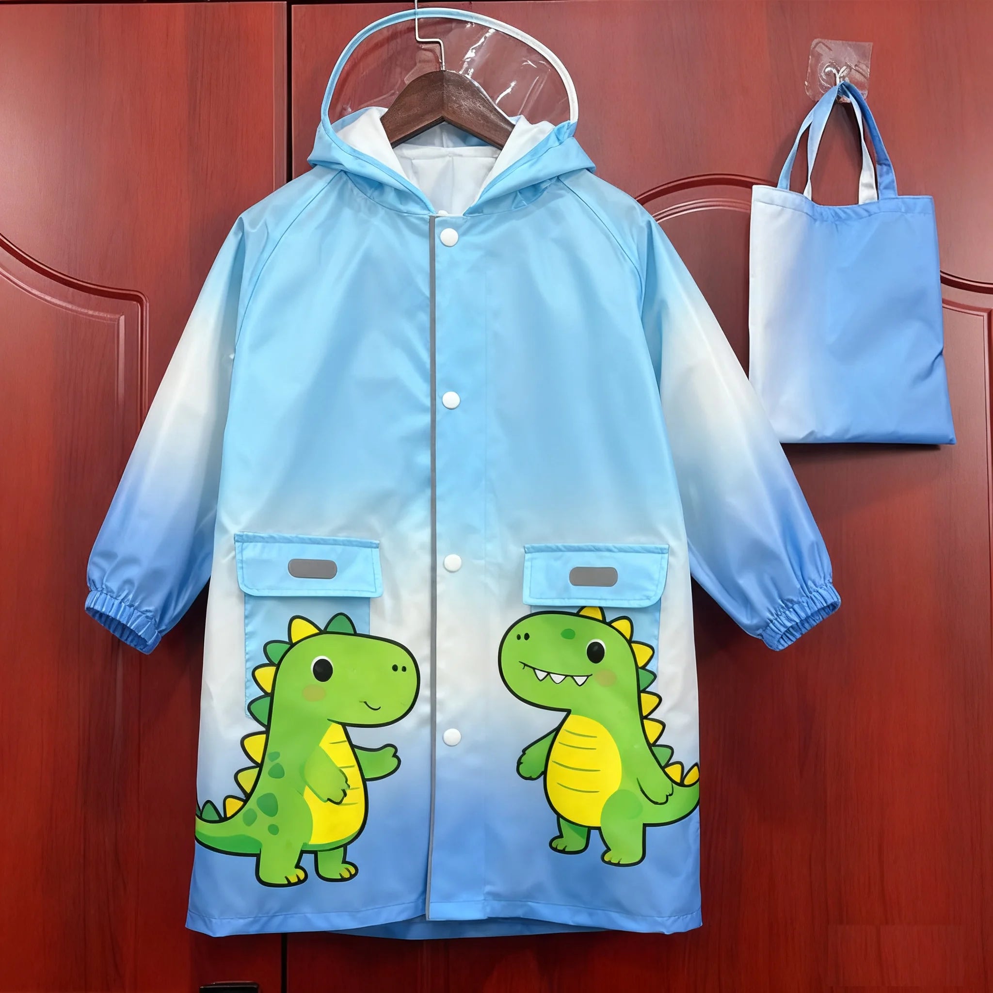 Waterproof Raincoat with Cartoon Pattern Print Durable Rain Gear for Outdoor Activities-Hiking School-Reusable for Boys Girls