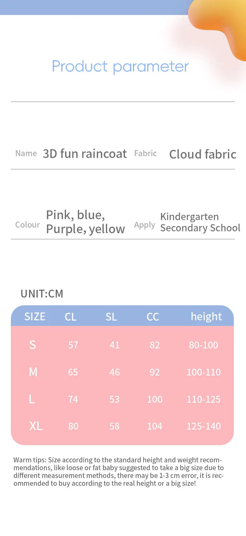 Children's Waterproof Hooded Cute Cartoon Raincoat, Suitable for Boys and Girls to Hike, Travel, and Engage in Water Activities