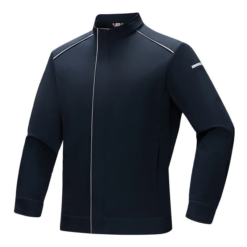 Autumn Winter High-Grade Work Wear Black Grey Jacket Custom Logo Stand Vertical Collar Waterproof Reflective Water Repellent