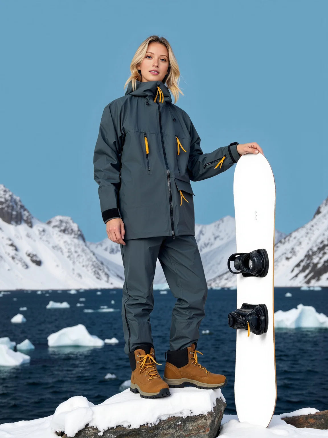 High-End Fashion Style Winter Ski Suit Stand Zipper Windproof Waterproof Breathable Jacket With  Hood for Mountain Climbing