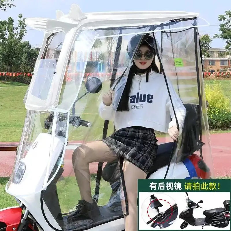 Modern Manual Plastic Scooter  Motorcycle Electric Vehicle Sun and Rain  Protection Windshield Full Cover  Canopy Outdoor Travel