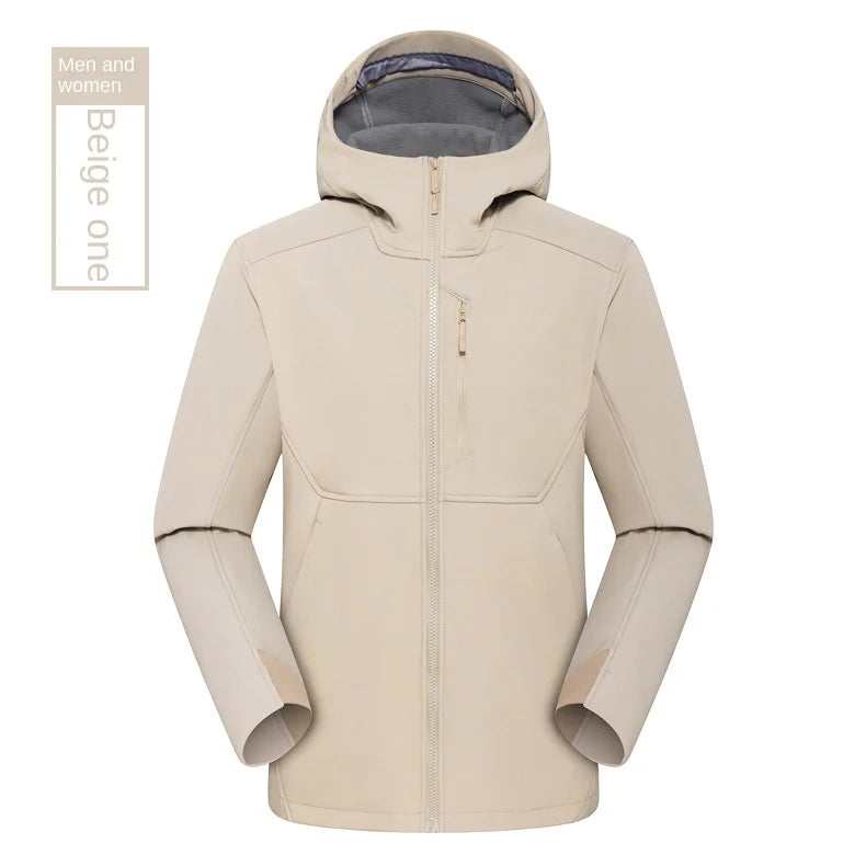 Niaojiaping New Soft Shell Zipper Solid Unisex Autumn Winter Waterproof Windproof Fleece Stand Single Coat Jacket