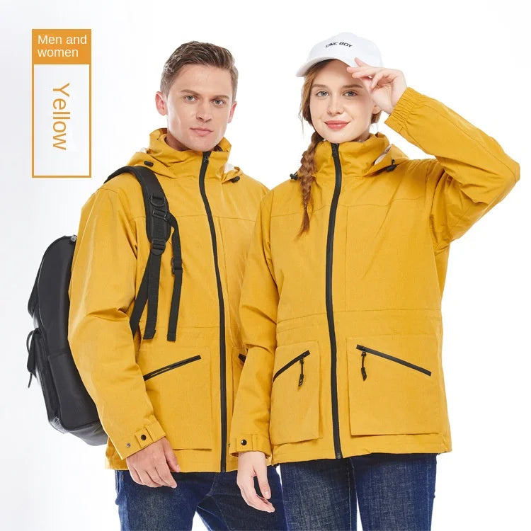High-End Waterproof Breathable Outdoor Clothing for Men Women Autumn Winter Two-Piece Three-In-One Windproof Jacket Full Zipper