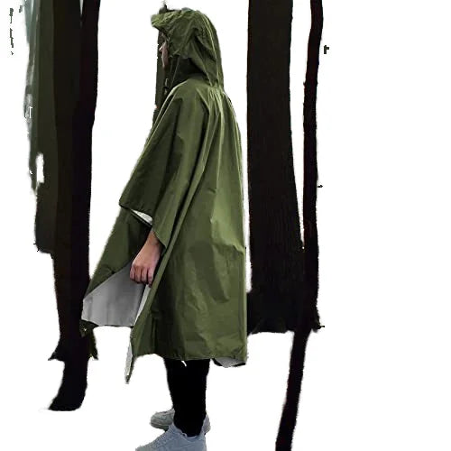 Portable Lightweight Single-Person Rainwear Waterproof Polyester Rain Poncho Adults Reusable Raincoat Camping Outdoor Activities