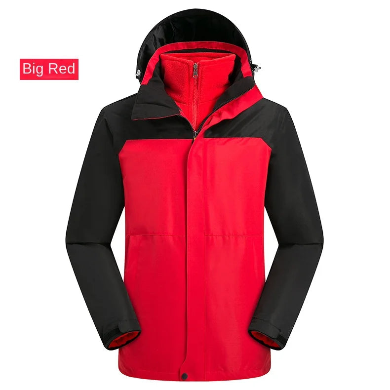 Women Parent-Child Outdoor Charge Three-in-One Jacket Set Detachable Fleece-Lined Thickened Two-Piece for Autumn Winter