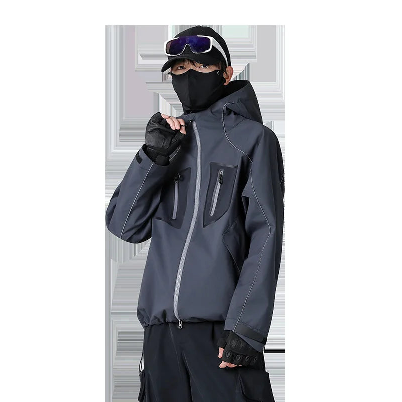 Urban Outdoor Functional Hard Shell Casual Stand Waterproof Breathable  Bomber Jacket Unisex Color Pocket