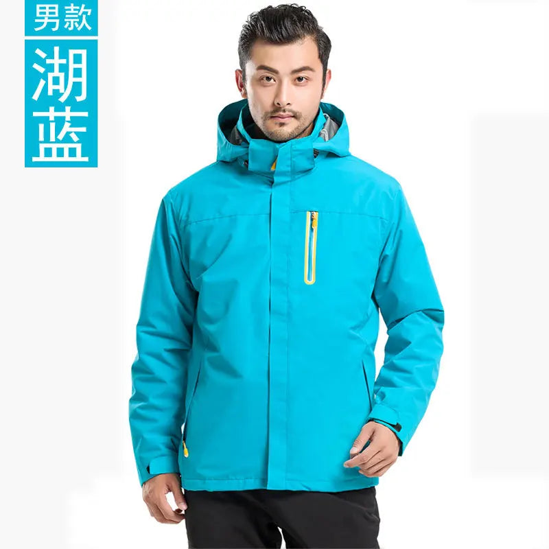 Men's Women's Outdoor Sportswear New Long Sleeve Hooded Jacket Windproof Waterproof Winter Season Woven Loose Fit Printed Design