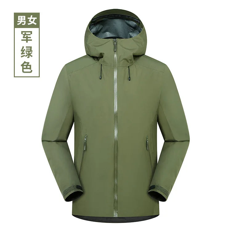LT Single-Layer Waterproof Jacket for Men Women Long Sleeve Stand Collar Coat Zipper Warm Ski Mountaineering Suit for Spring