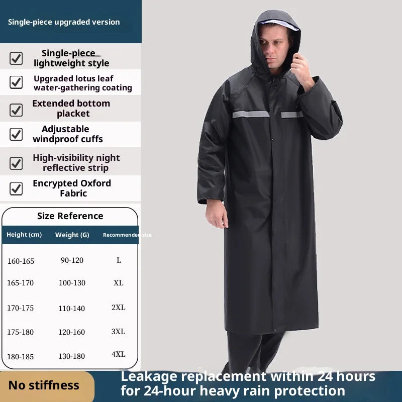 Oxford Cloth Waterproof Thickened Lengthened Electric Car Double-layer Labor Protection Adult Hiking Travel Flood Raincoat
