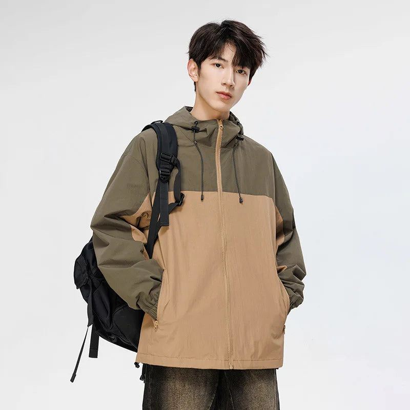 New Style Splicing Color Windproof Hooded Jacket for Men and Women Can Wear Double Raincoat Waterproof for Motorcycle Usage