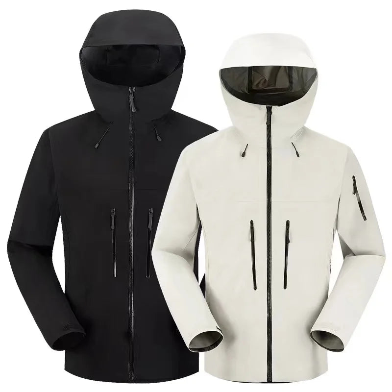 Unisex High-End Trilaminate Waterproof Breathing Bomber Jacket Soft Winter Windbreaker With Zipper Closure for Hiking Raincoat