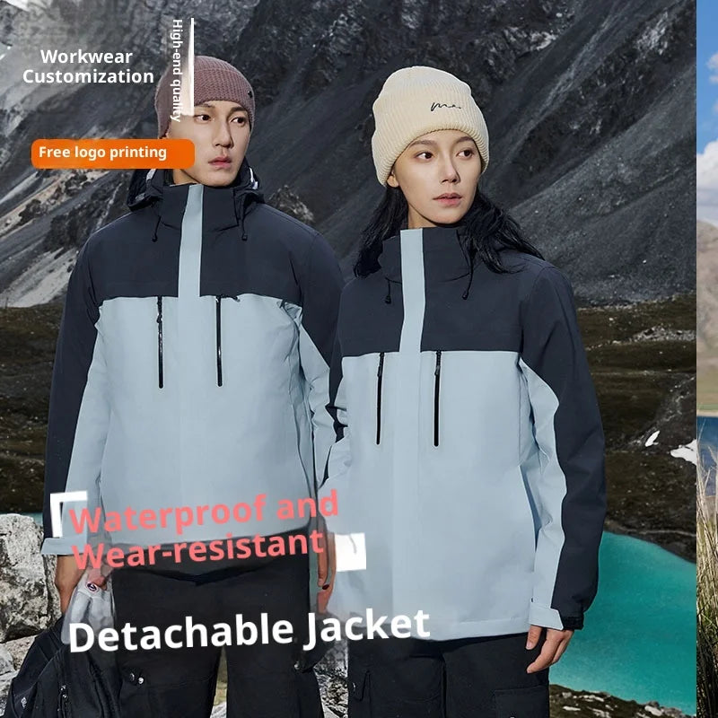 Custom Three-in-one Custom Polar Fleece Liner Autumn Winter Coat Outdoor Camping Waterproof Windproof Zipper Stand