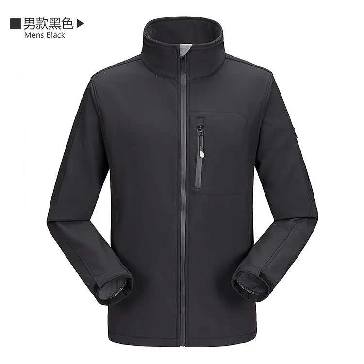 Winter New Outdoor Men's Bomber Jacket Single Layer Standard Thickness Casual Waterproof Canvas Soft Shell Zipper Front Dyed