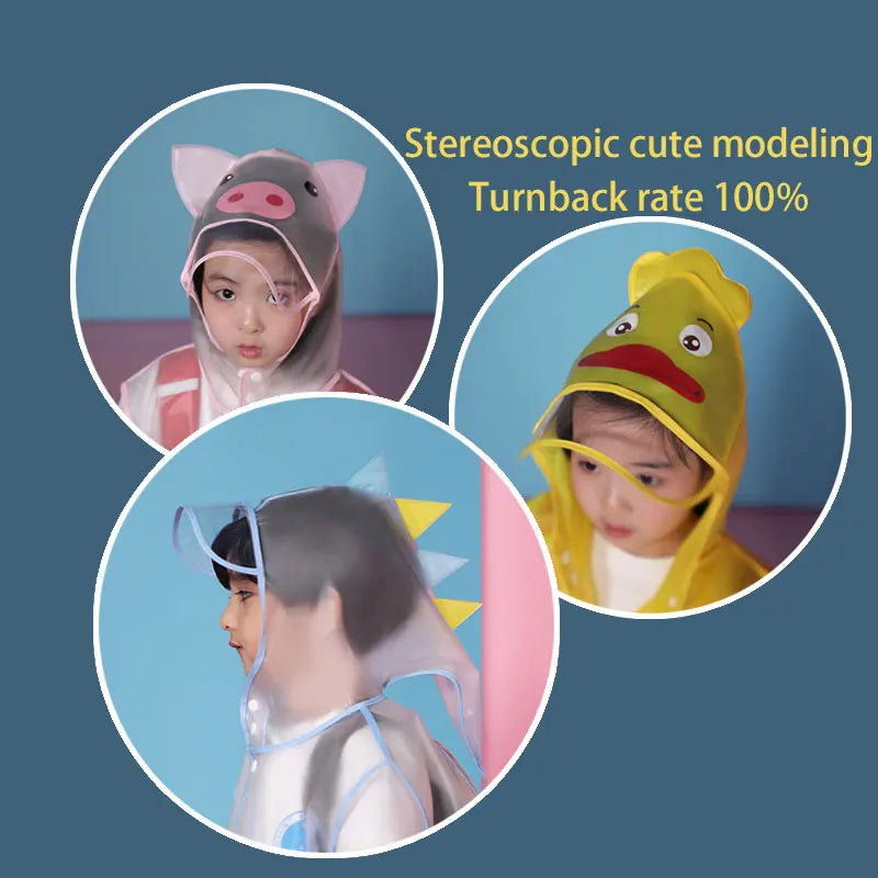 Custom Kids Raincoat EVA Hooded Waterproof Cartoon Design PU Material Breathable Windproof Reusable Overall Girls' Hiking XXL