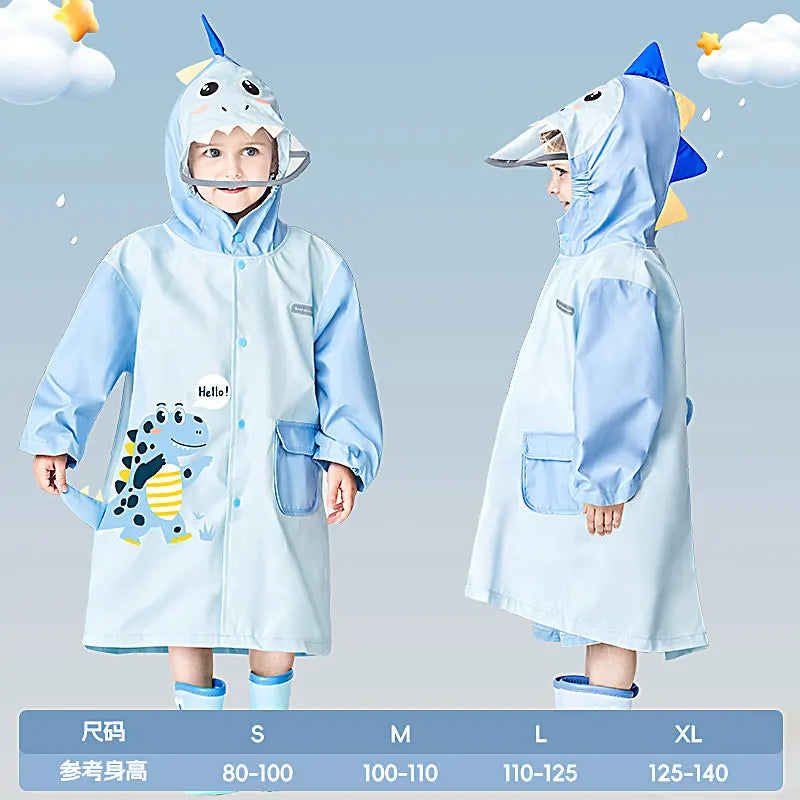 Children's Waterproof Hooded Cute Cartoon Raincoat, Suitable for Boys and Girls to Hike, Travel, and Engage in Water Activities