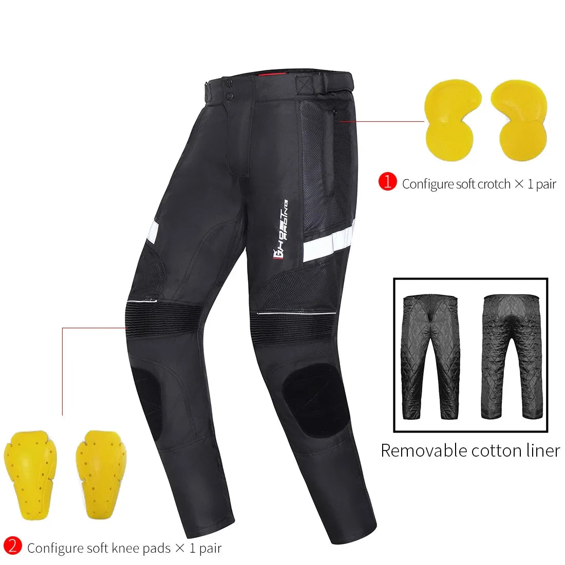 Dualspor Men's Sportswear Motorcycle Riding Pants Unisex Insulated Hip Protection Trousers Removable Thickened Windproof XS
