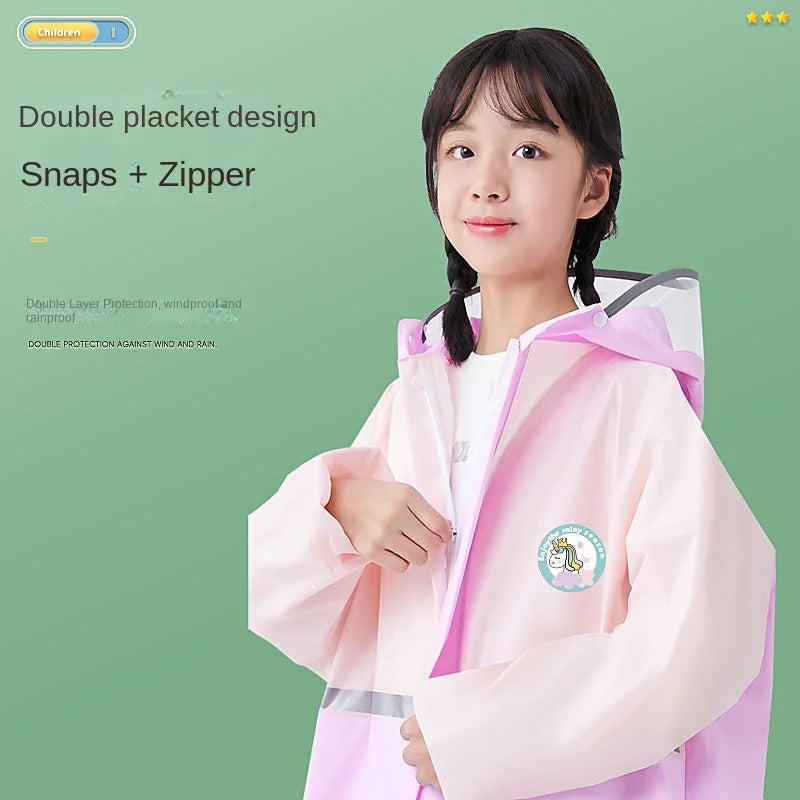 EVA Full Body School for Poncho for Primary Middle School Students Raincoat Schoolbag for Boys Girls Middle Large Size Rainstorm