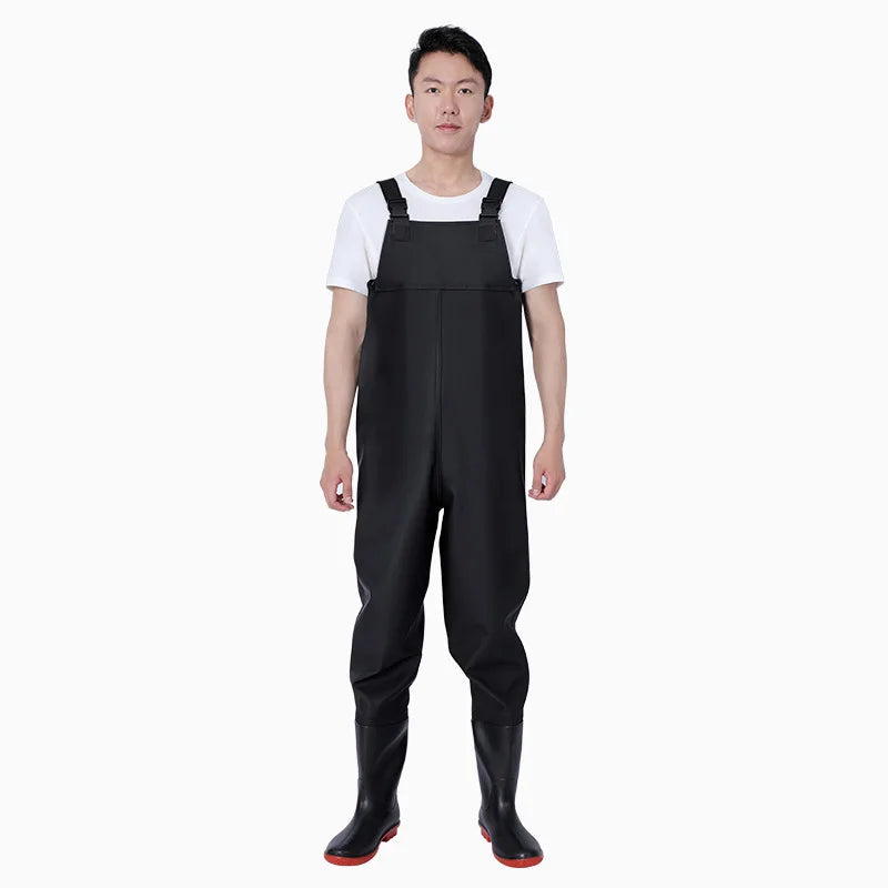 Thickened PVC Material Fishing Waders Pants Zipper Closure Outdoor Wading Unisex Half-length