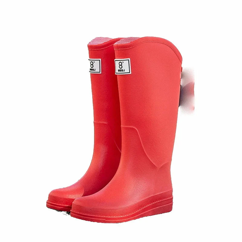 Lady Fashion Anti-Skid Rubber Women's Long Water Shoes Martin Rain Boots Waterproof Steel Insole for Work Winter Use