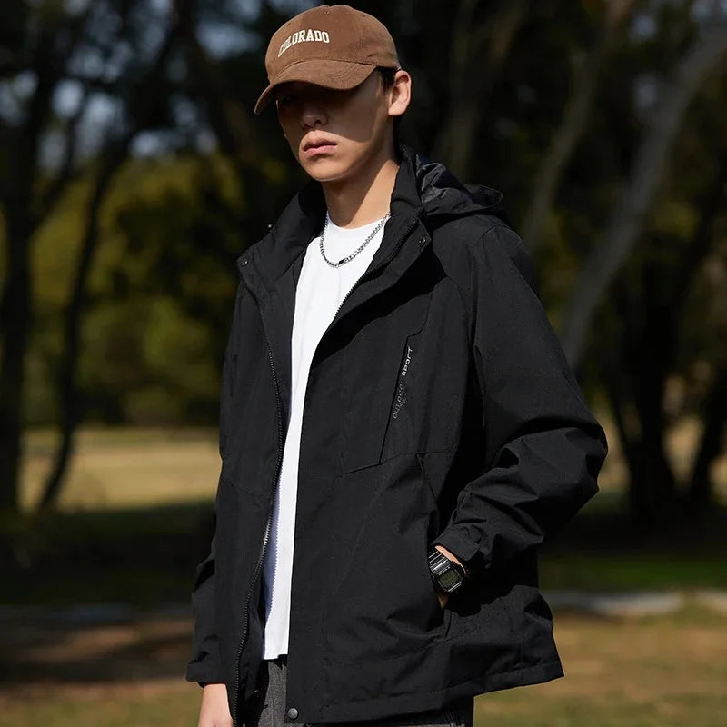 Customizable Winter Jacket for Men Women Sports Windproof Softshell Liner Detachable Hood PU Material Rain Resistant Apparels