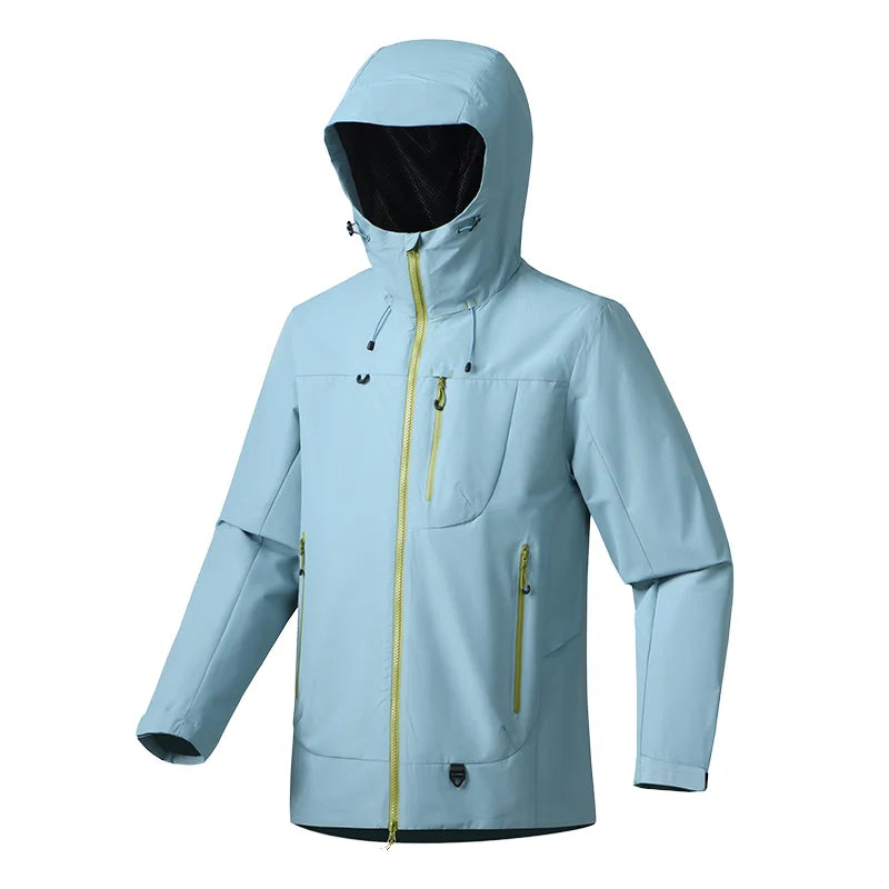 Custom Men's Lightweight Breathable Waterproof Windproof Soft Shell Thinsulate Filled Outdoor Jacket Solid Casual Style Zipper