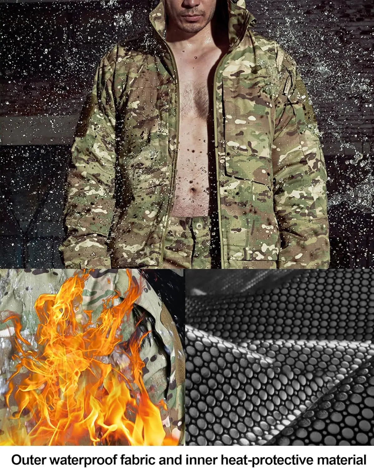 Wholesale Men's Snow Ski Jacket Camo Tactical Warm Jacket Waterproof Hooded Coat Windproof Winter Parka Camouflage Uniform