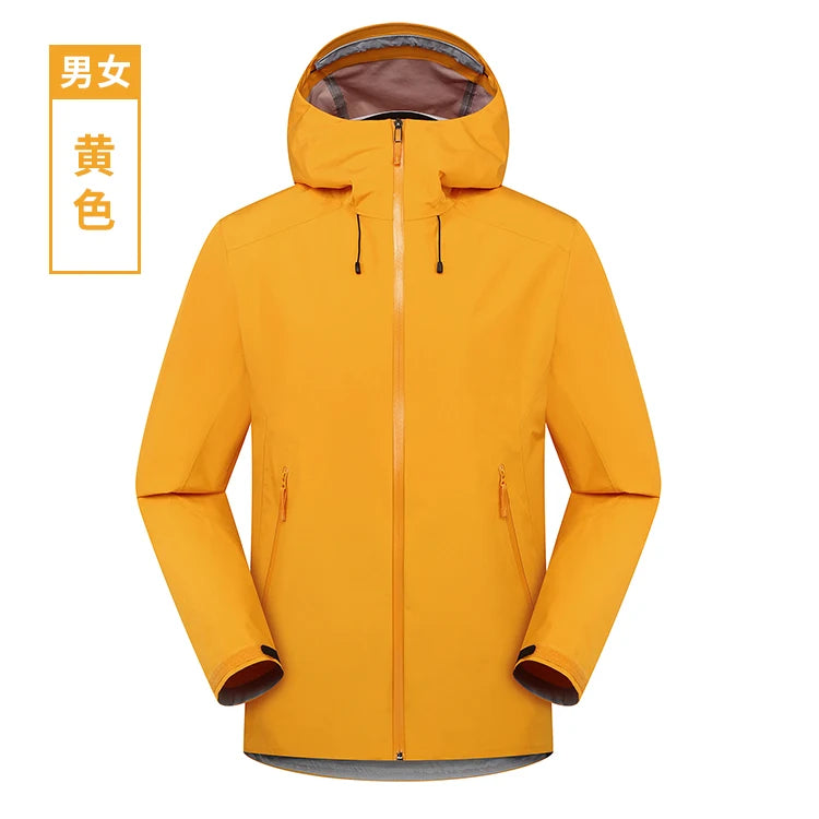 Men's Lightweight Stand Rain Jacket for Autumn Spring Breathable Hard Shell Coat Windproof 3D Embroidery Logo Zipper Prints for