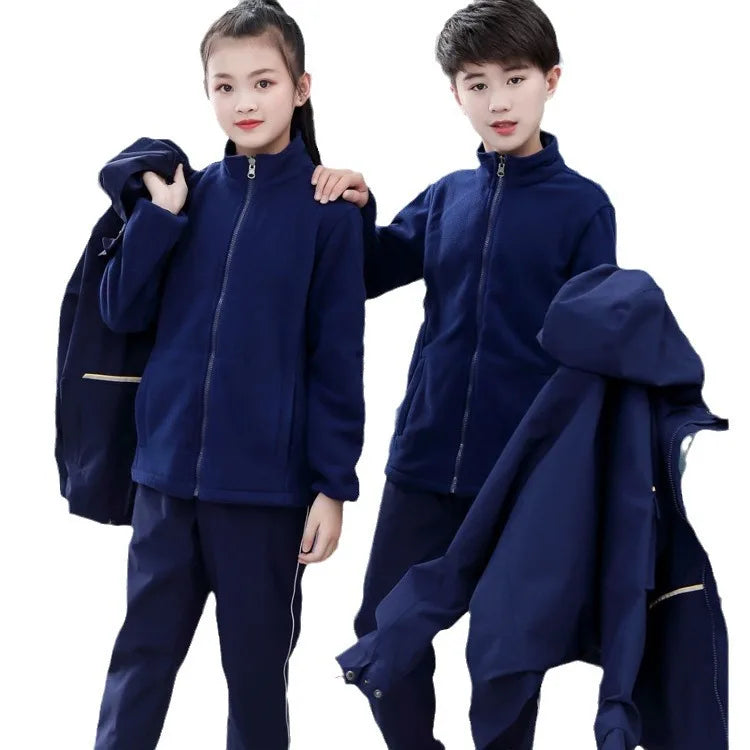 YM Winter Children's Unisex School Uniform Sets Three-in-One Two-Piece Warm-Keeping Thickened 100% Polyester