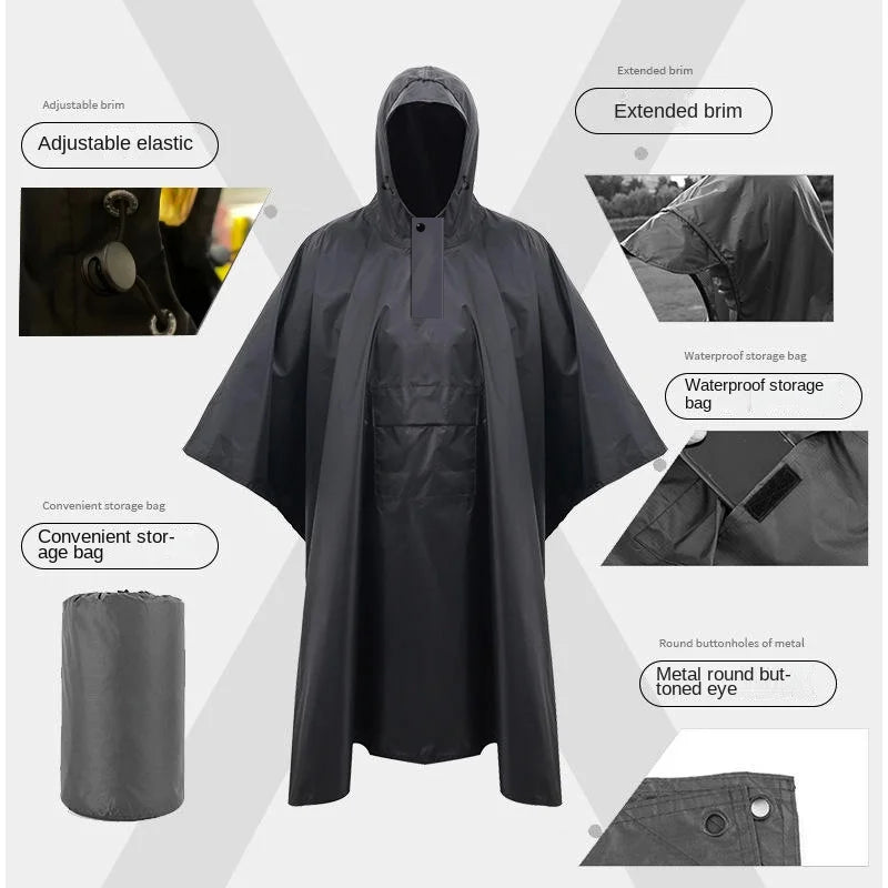 Waterproof Adult Outdoor Hiking Polyester Cape Raincoat Canopy Multi-Functional for Foreign Trade
