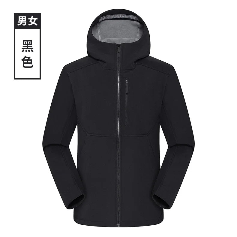 Men's Soft Shell Jacket Waterproof Windproof Autumn Winter Fleece Single Coat for Climbing Women's Mountain Gear