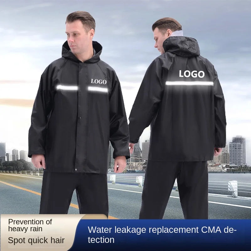 Oxford Cloth Thickened Waterproof Windproof Single-Person Hiking Camping Long Raincoat & Rain Pants Set