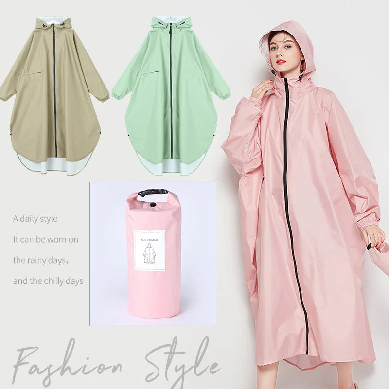 Japan Korea Style Adult Cycling Hiking Outdoor Raincoat for Men Women Couple Thickened Waterproof Rain Poncho with Separate Bag