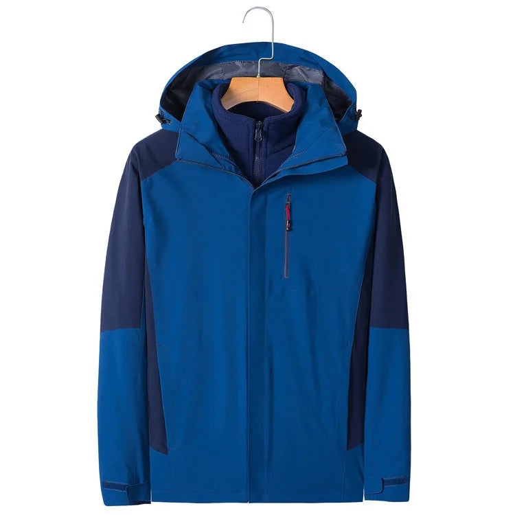 Adult Outdoor Rain Jacket Waterproof Hooded Windbreaker Lightweight Rain Wear With Removable Fleece Liner Motorcycle Raincoat