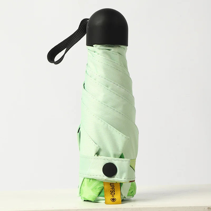 Anti UV Mini Pocket 5 Folding Golf Sun Umbrella With Fruit Printing Large Windproof Rain Umbrella for Gift