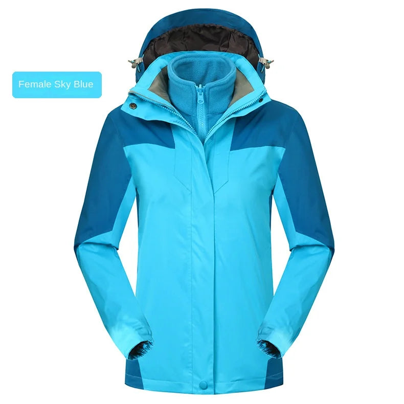 High-End Waterproof Warm-keeping Outdoor Sports Jacket Women's Fleece-Lined Long-Sleeved Autumn Winter Ski Suit Mountaineering