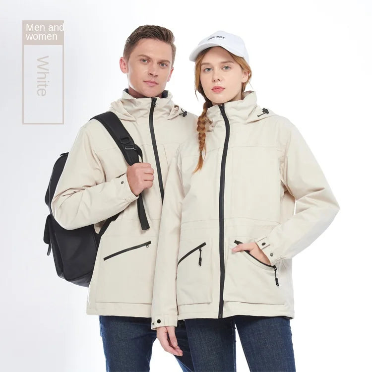 High-End Waterproof Breathable Outdoor Clothing for Men Women Autumn Winter Two-Piece Three-In-One Windproof Jacket Full Zipper